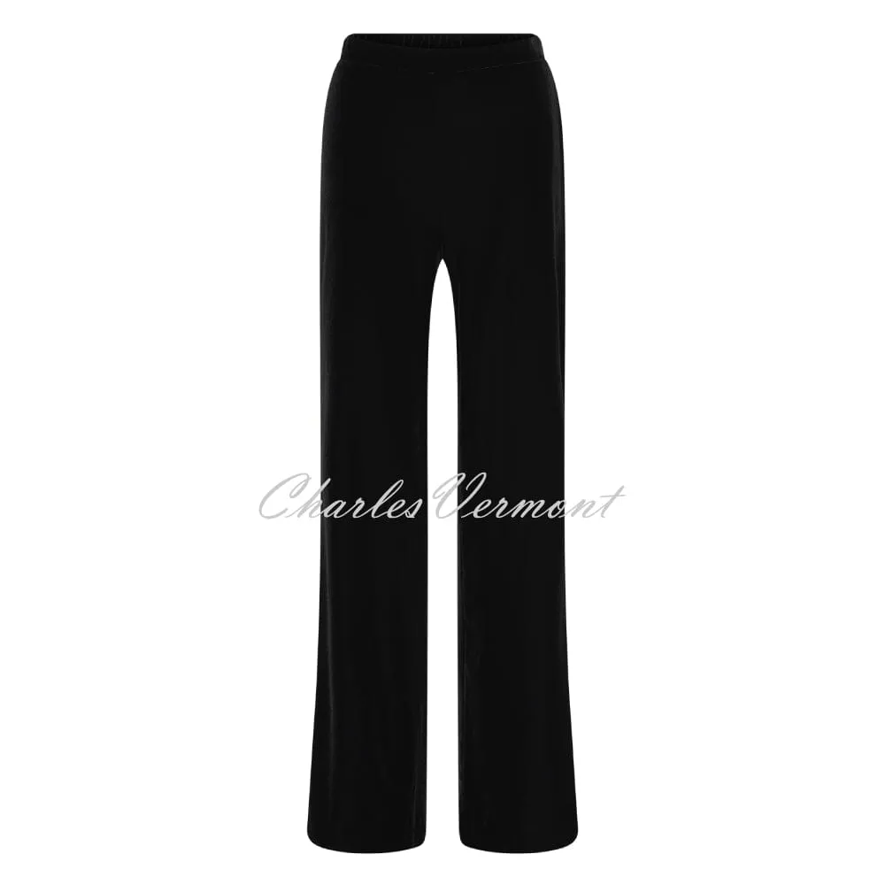 Tia Velvet Wide Leg Trouser - Style 71302-7395-90 (Black)