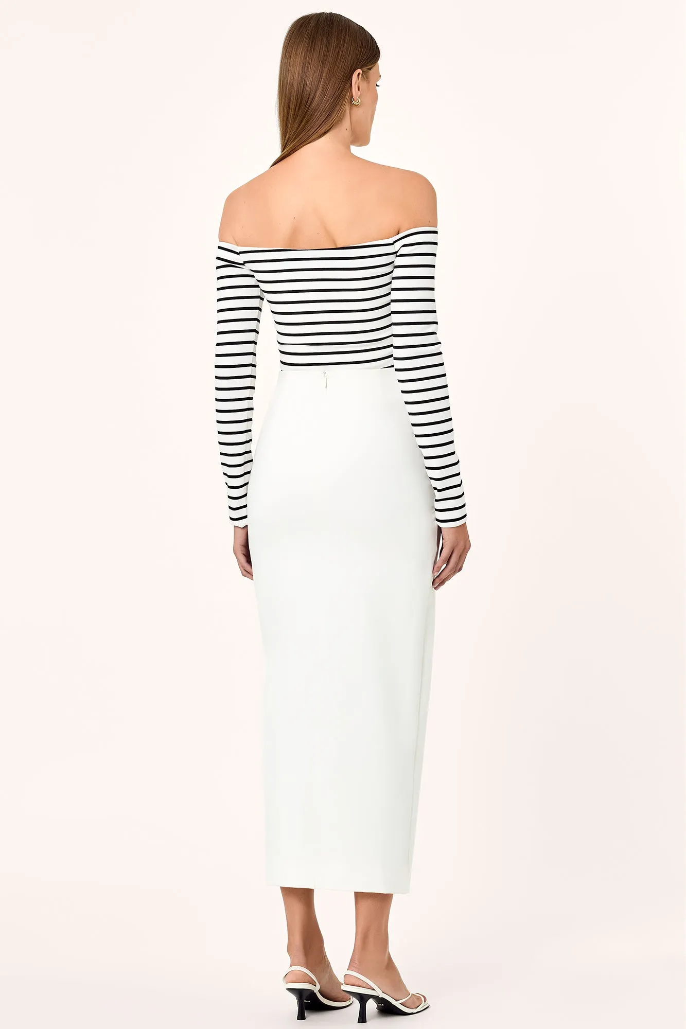 TIANA CROSSOVER MIDI SKIRT W BELT CLOSURE - SOLID MILK