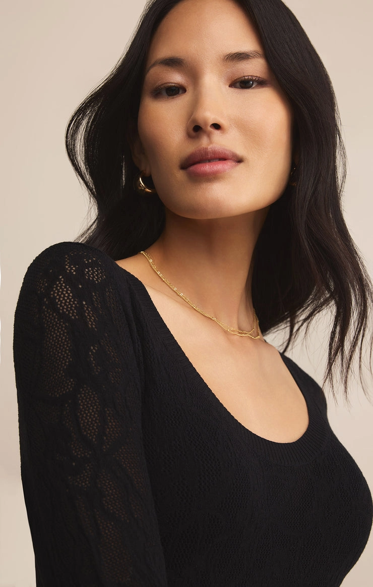 Placket Detailing CompressionFit TIBI SCOOP MESH SWEATER