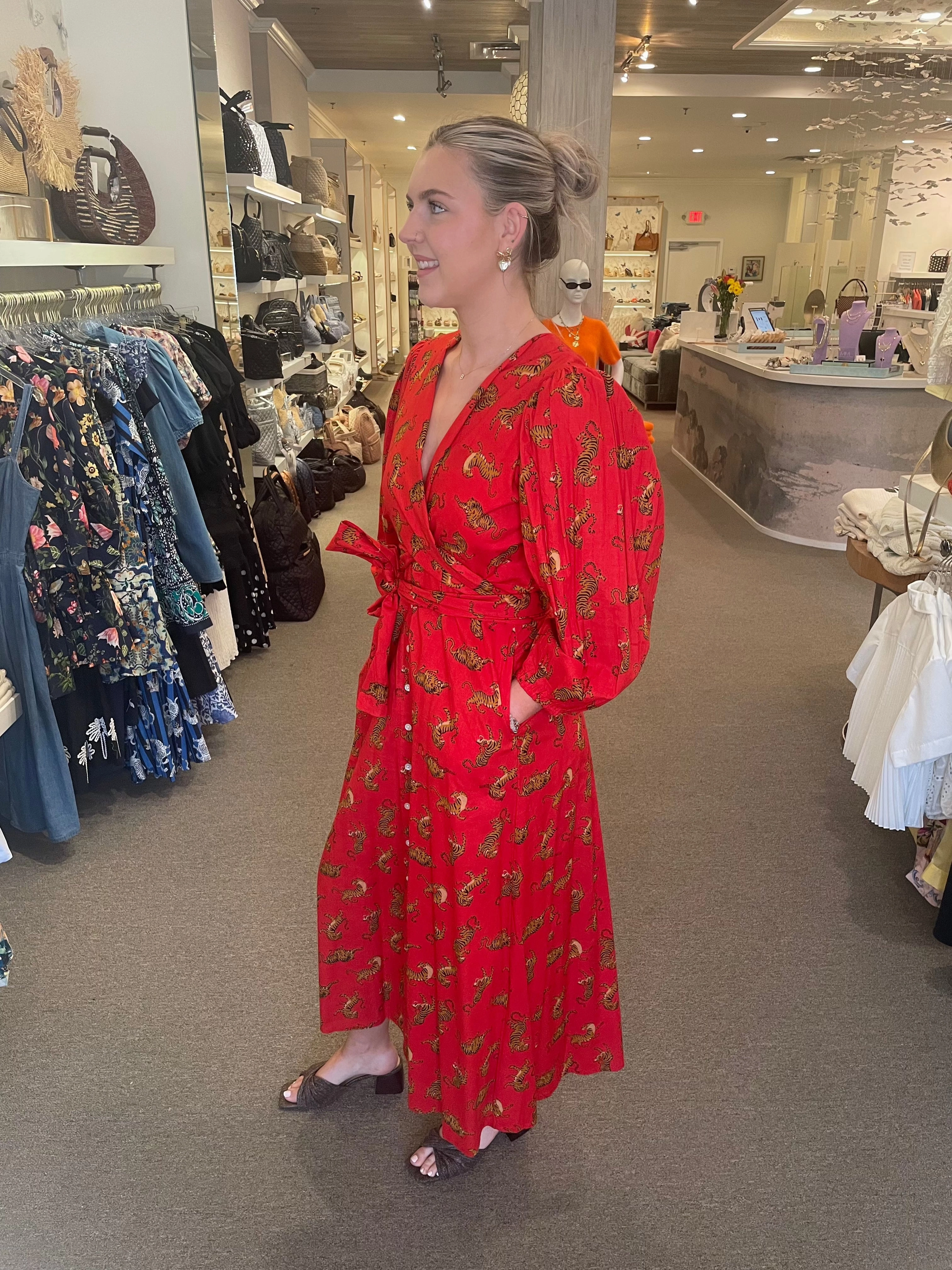 Monica Tiger Dress Red Elegant Piece Relaxed Mood