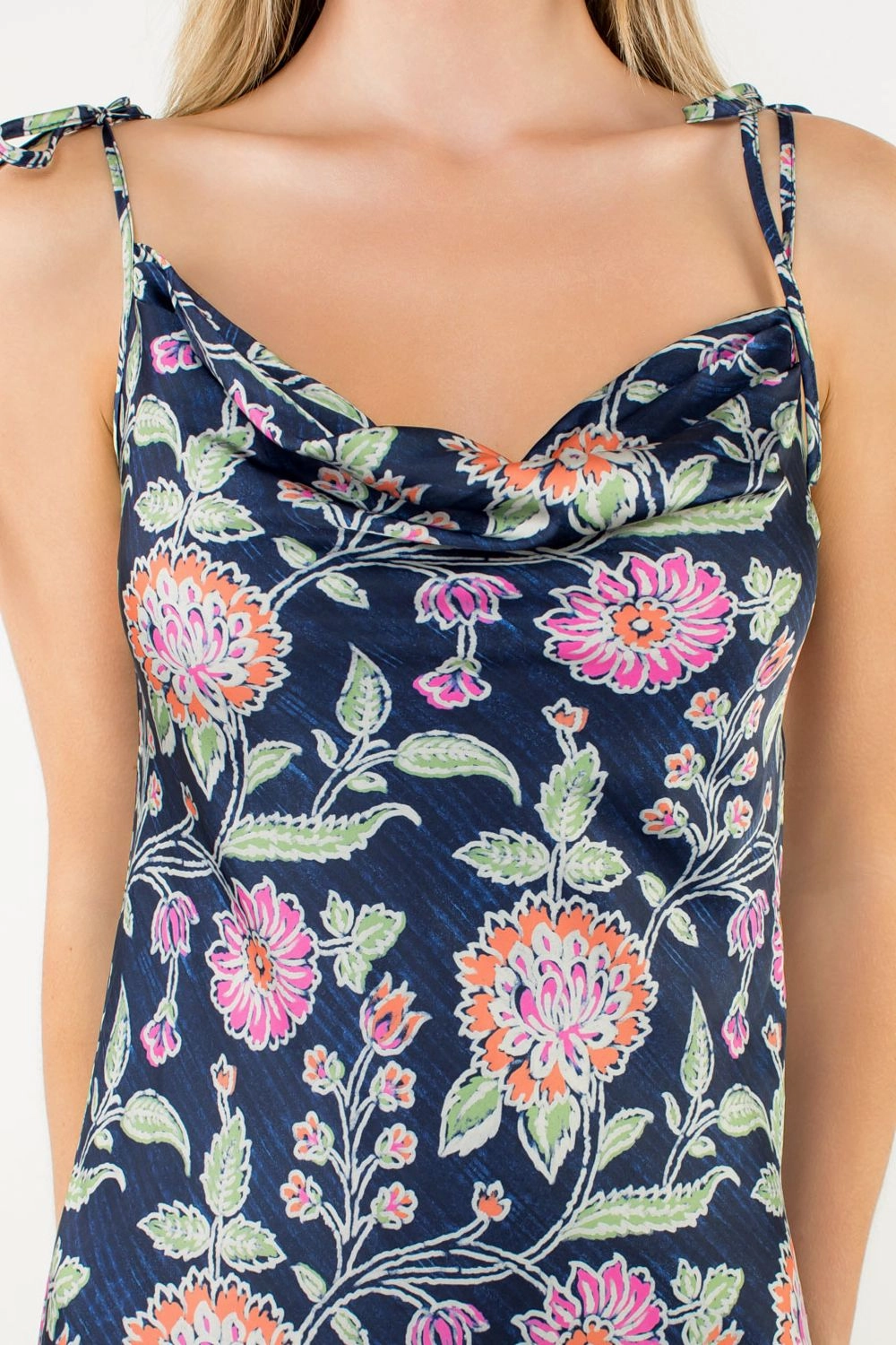 TIE STRAP FLORAL SLIP DRESS Quick Look