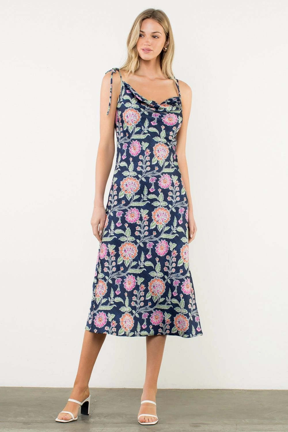 Timeless Look TIE STRAP FLORAL SLIP DRESS