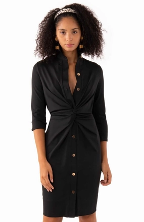 All Fitwear Perfect Comfort Wear Gretchen Scott Twist & Shout Dress in Solid Black