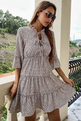 Warm Base TIED CHEST LEOPARD PRINT CANCAN DRESS