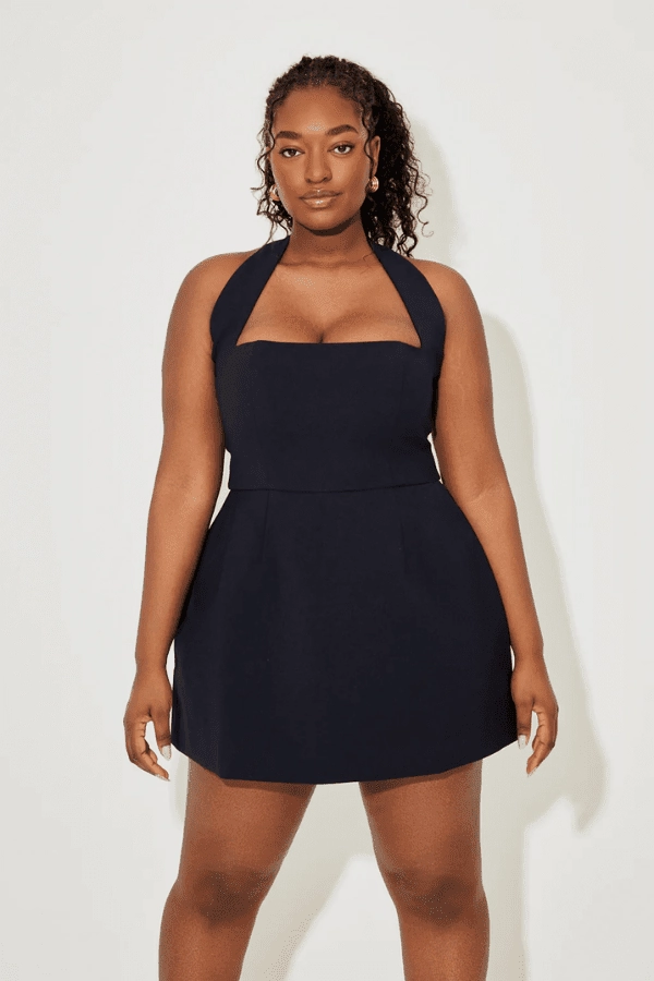 The Ultimate Muse Structured Mini Dress Navy Linen-Blend