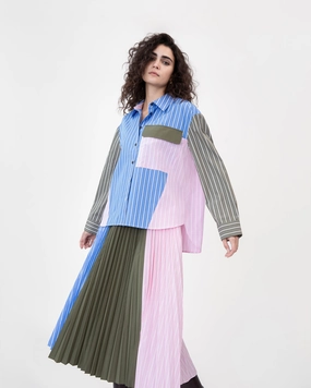 Topher Stripe Top LatticeKnit HeatPressedLogos