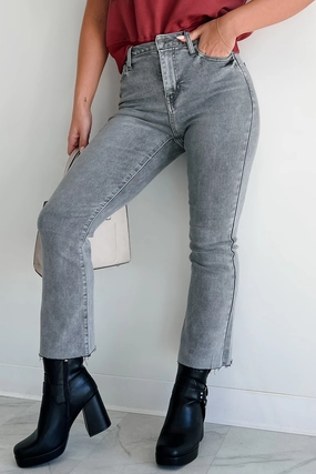 Light Fabric Tracie High Rise Crop Flare Cello Jeans (Grey)
