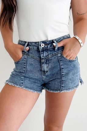 Hermione Frayed Very J Shorts (Denim) Flexible Stretch Waist