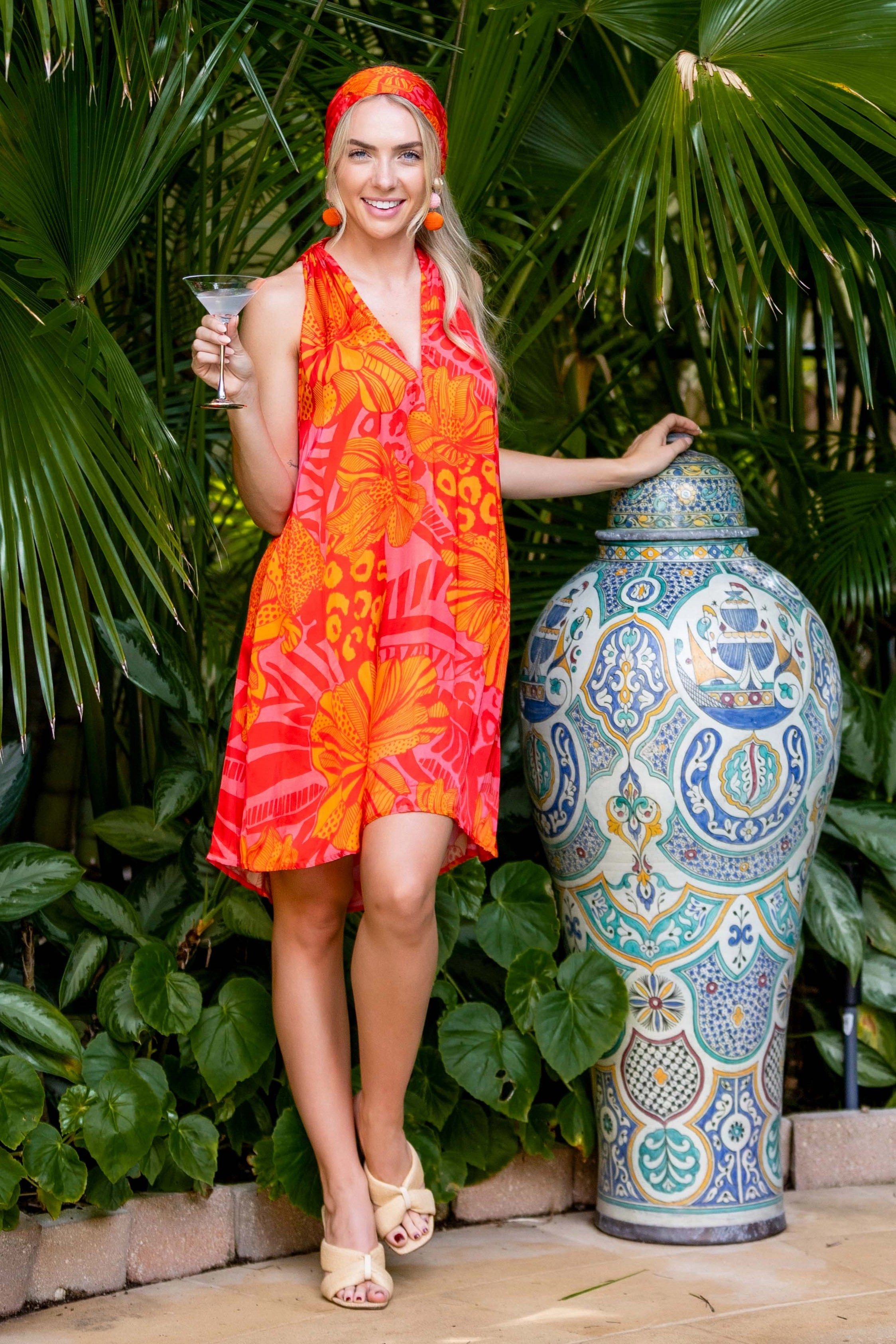 Smart Texture Elizabeth Dress Short / Orange Pink Multi