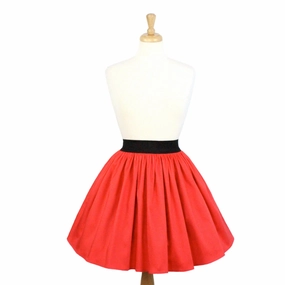 Oversized style Everyday Vibe Solid Coral Red A-line Pleated Skirt #S-AP645