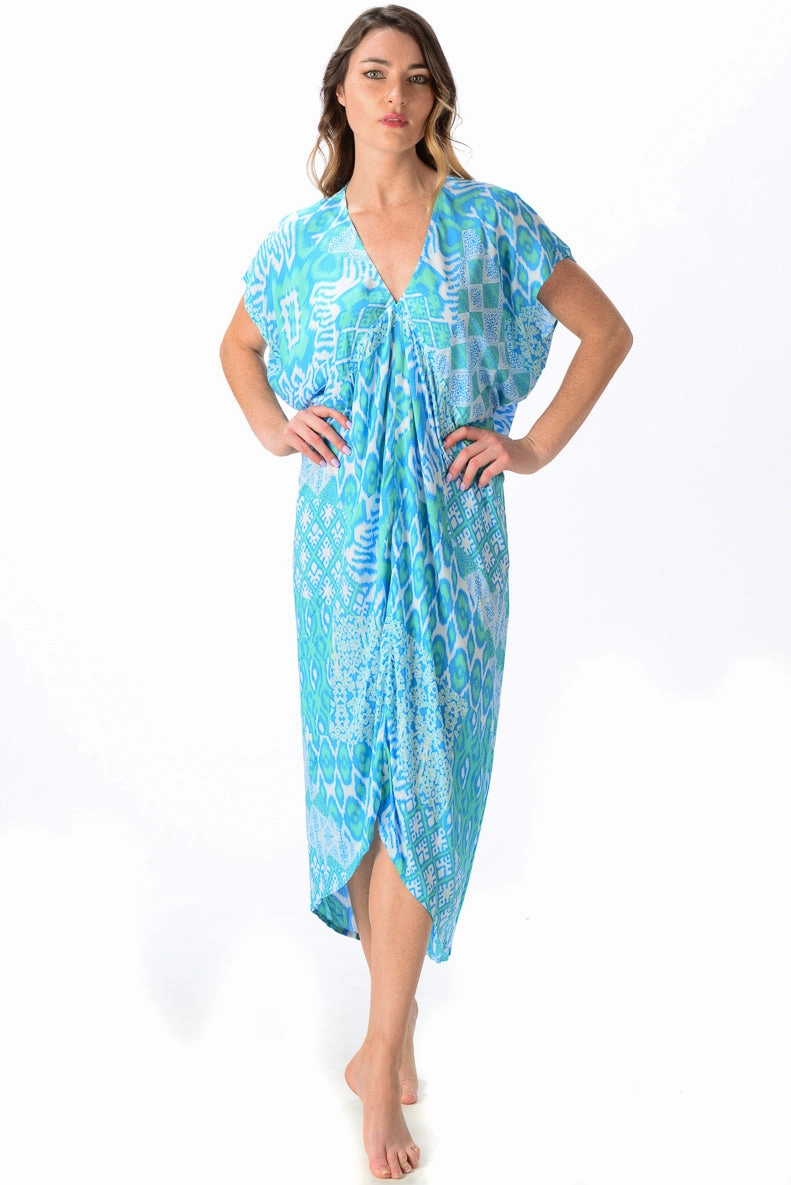 Santorini Kaftan / Seafoam Ikat Year Round