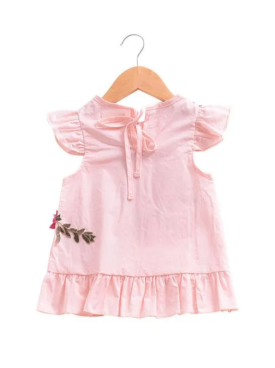 Trendy Little Girl 3D-Flowers Pink Summer Dress