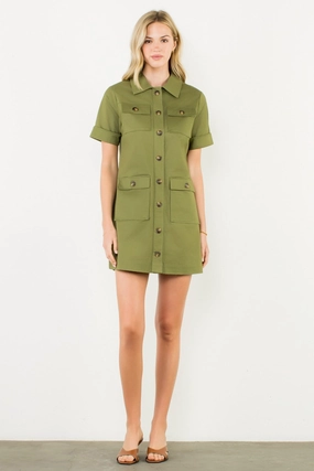 Transitional-Wear Romantic-Detail HANNAH UTILITY MINI DRESS