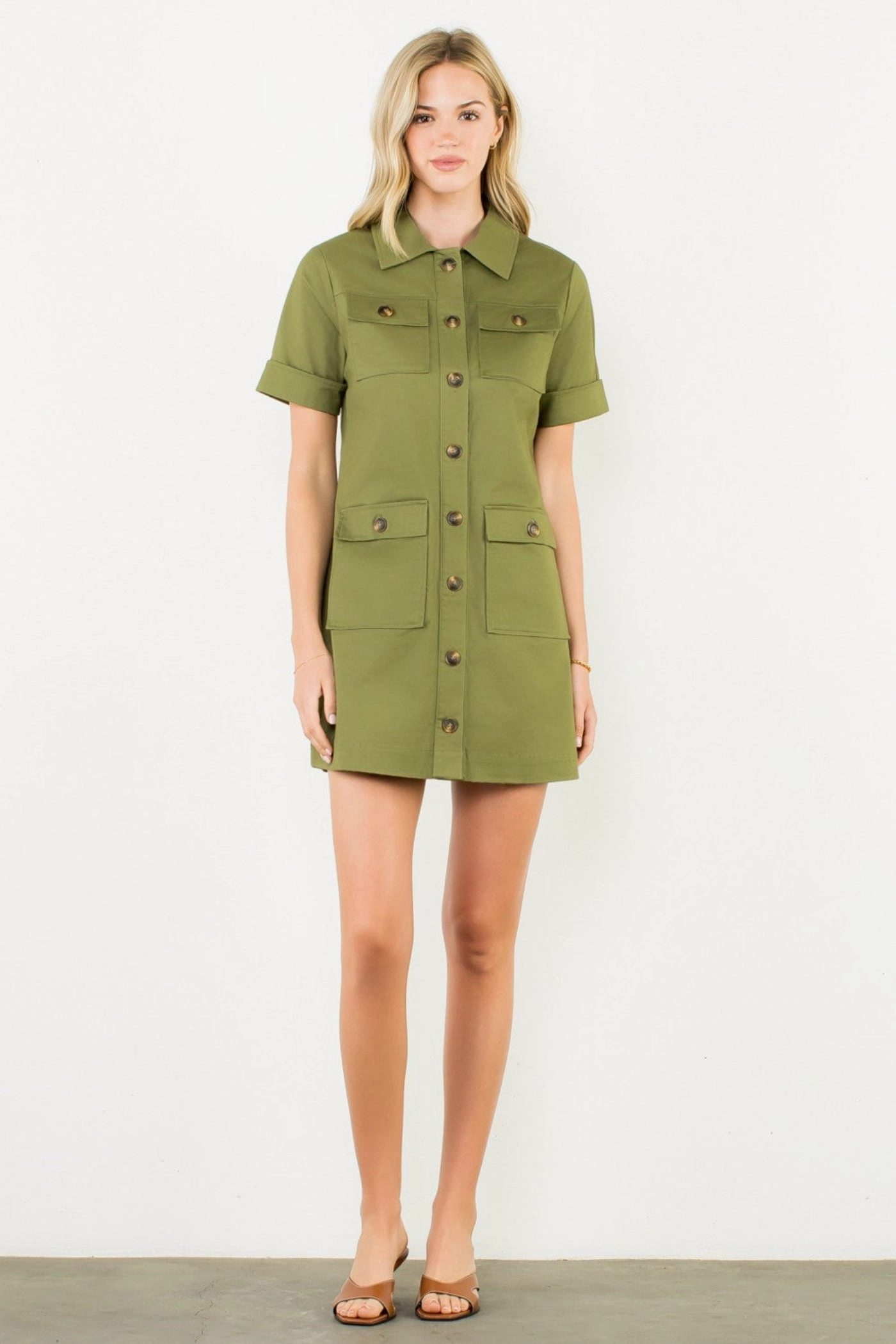 Transitional-Wear Romantic-Detail HANNAH UTILITY MINI DRESS