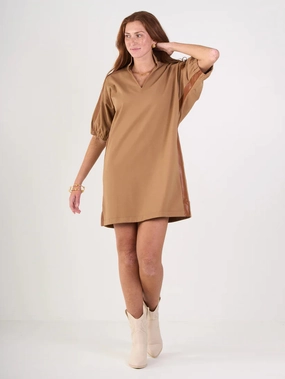 slim fit Emily Mccarthy Poppy Dress in Luggage Ponte