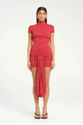 Astrid Mini Dress Scarlet Sophisticated Waist Fit Velvet-Sleeve