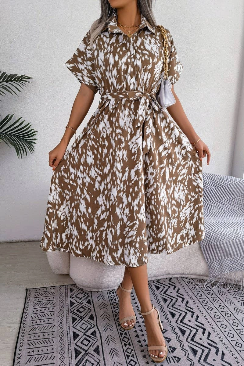 CASUAL LOOSE LEOPARD PRINT LACE UP SHIRT DRESS_CWDSD2530 Sheer-Overlay