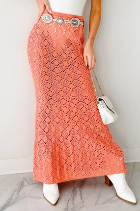 Tropical Trails Crochet Maxi Skirt (Coral) Senior Style