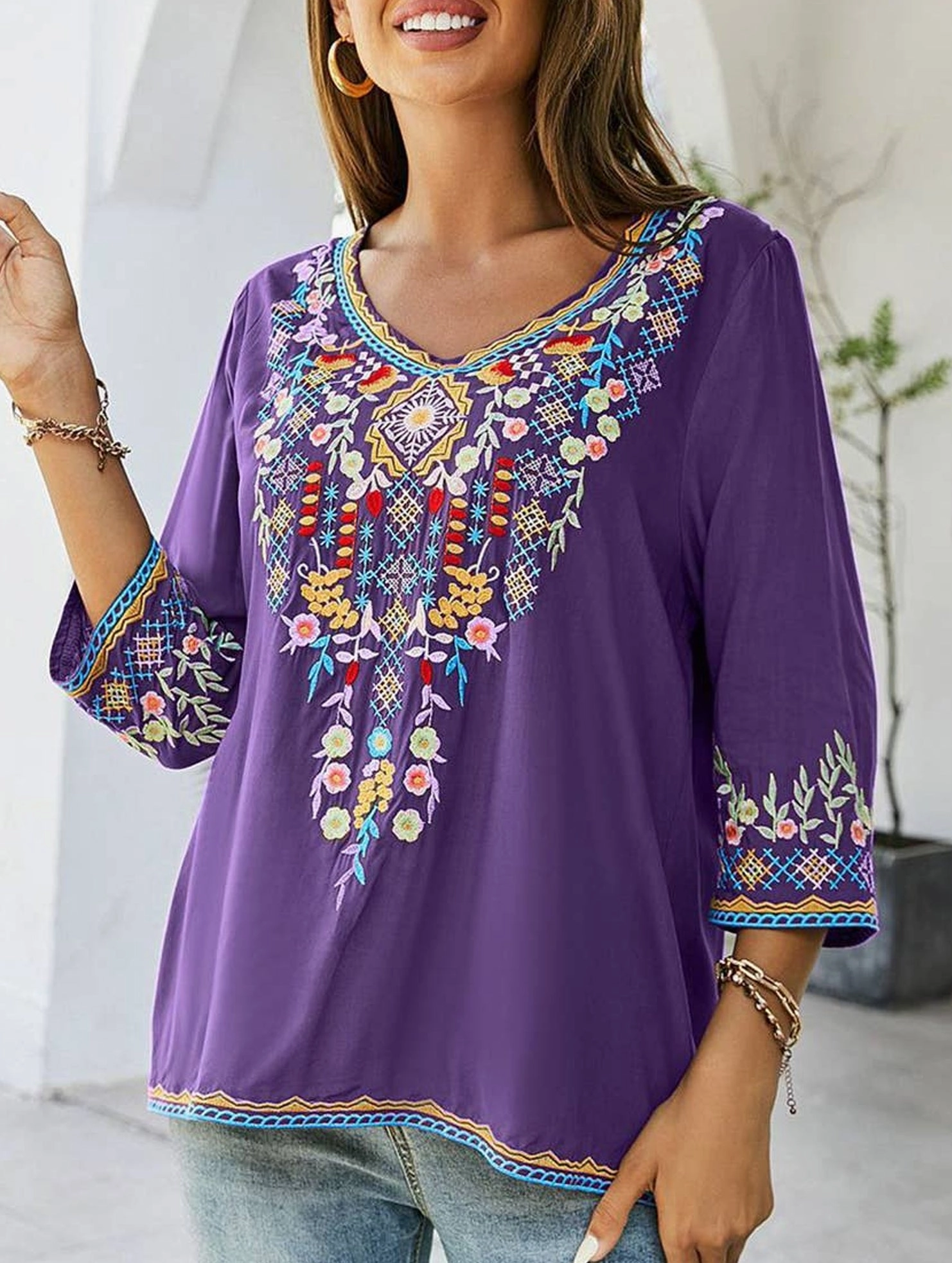 COTTON EMBROIDERED SHIRT_CWTBLL0816 MultiPanel Design