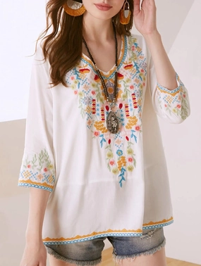 COTTON EMBROIDERED SHIRT_CWTBLL0816 Comfortable fit