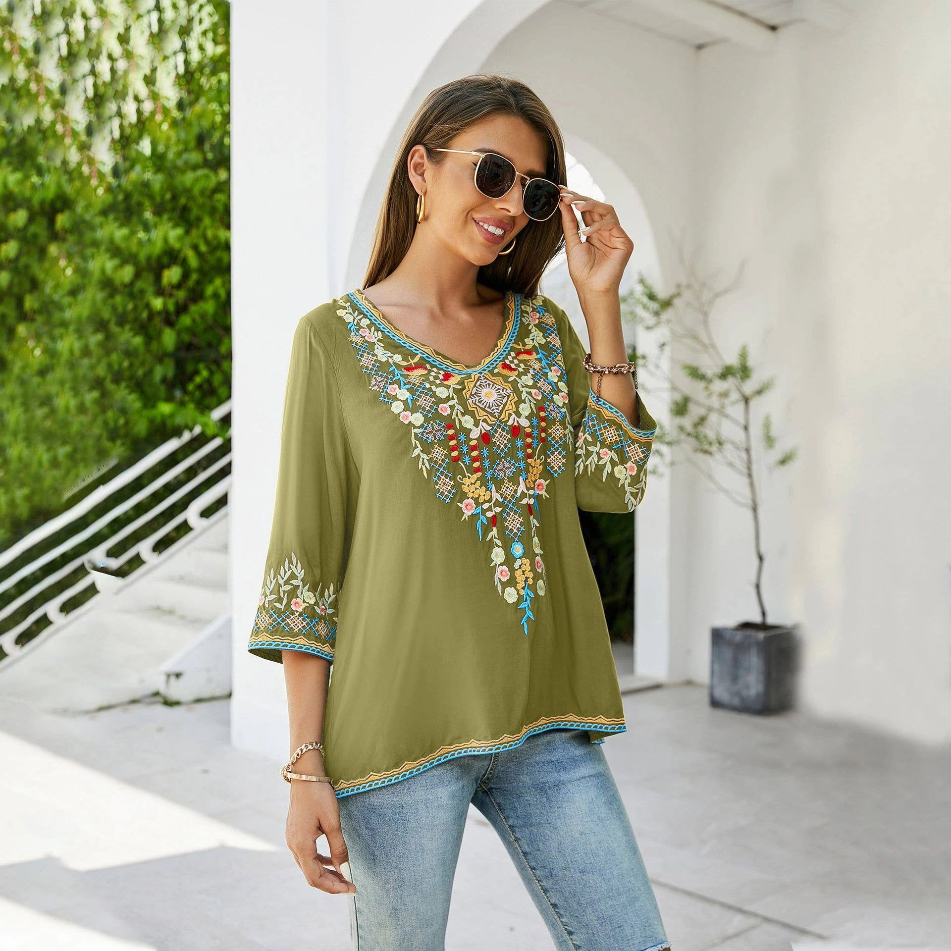 Buttery Soft Feel COTTON EMBROIDERED SHIRT_CWTBLL0816