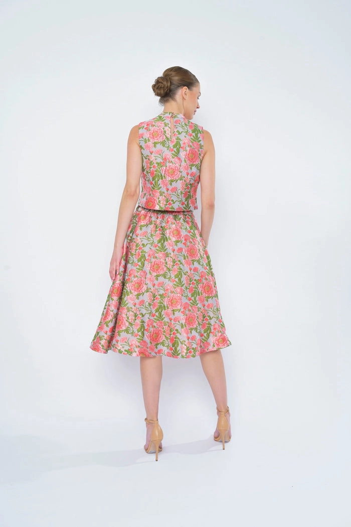 Two Tone Trim Tulip Skirt in Peach Begonia