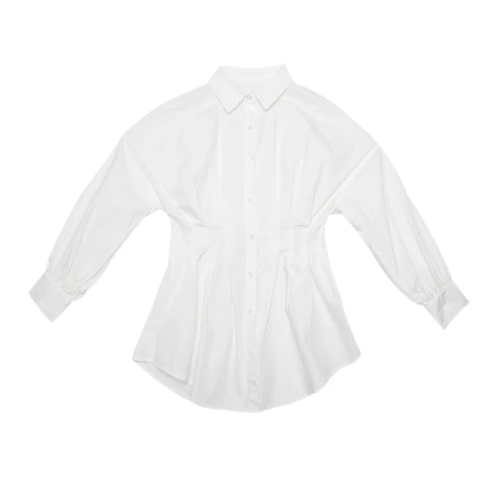 Turn-Down Collar Long Sleeve Button Down Shirt Mini Dress