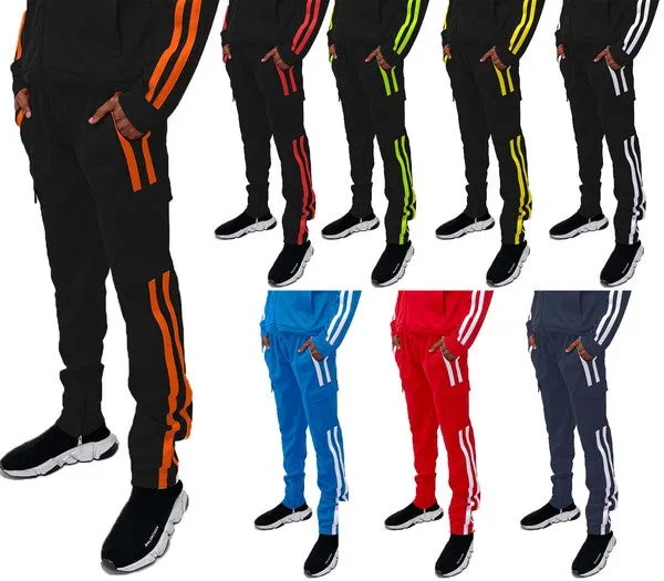 Two Stripe Cargo Pouch Track Pants - Big & Tall
