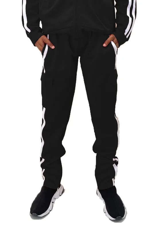 Two Stripe Cargo Pouch Track Pants - Big & Tall