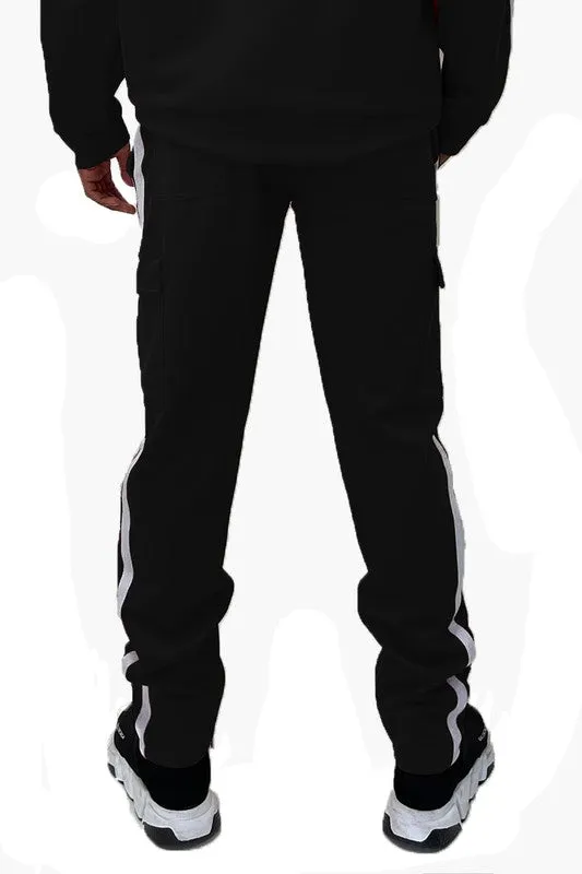 Two Stripe Cargo Pouch Track Pants - Big & Tall