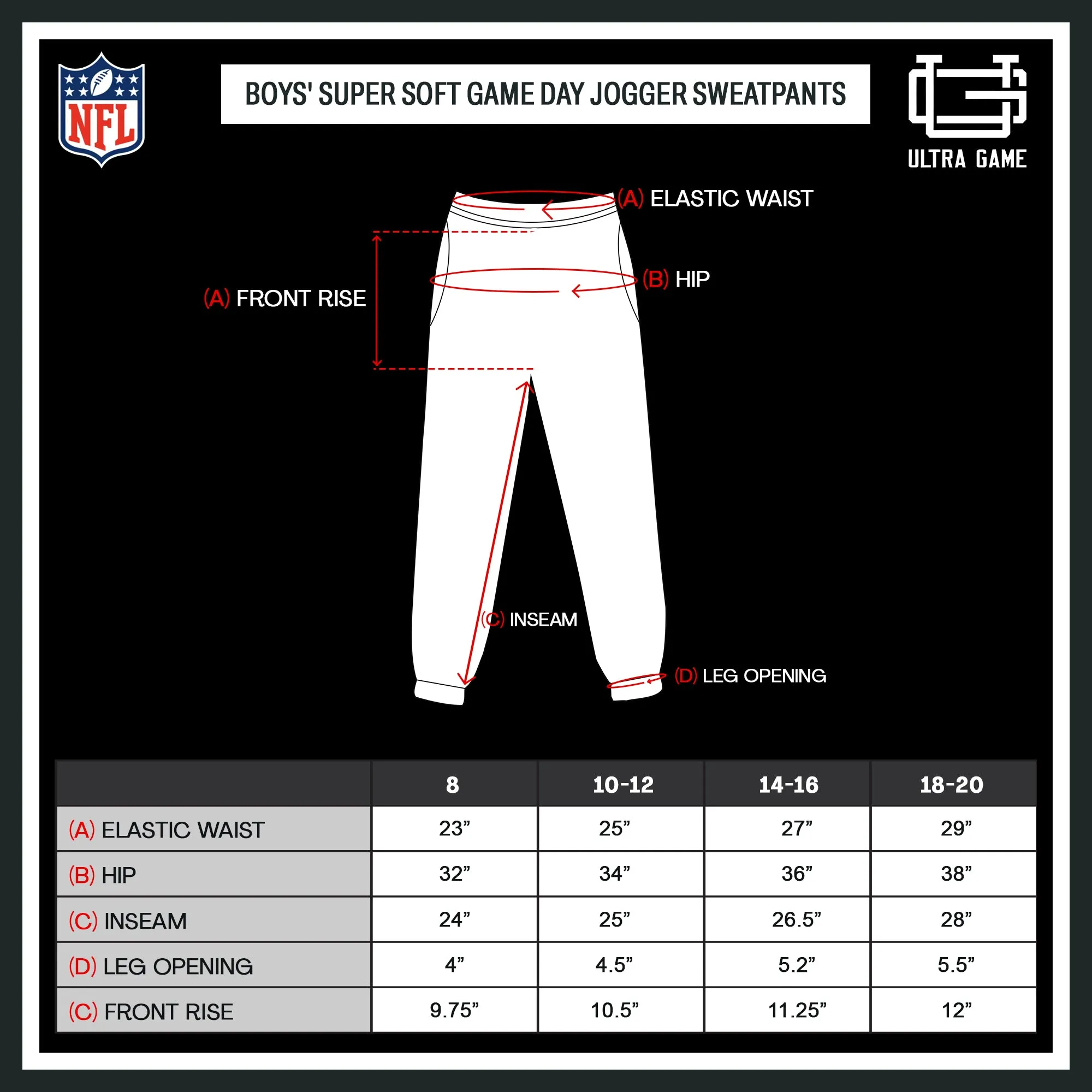 Ultra Game NFL Official Youth Super Soft Game Day Jogger Sweatpants, Minnesota Vikings, Black|Minnesota Vikings