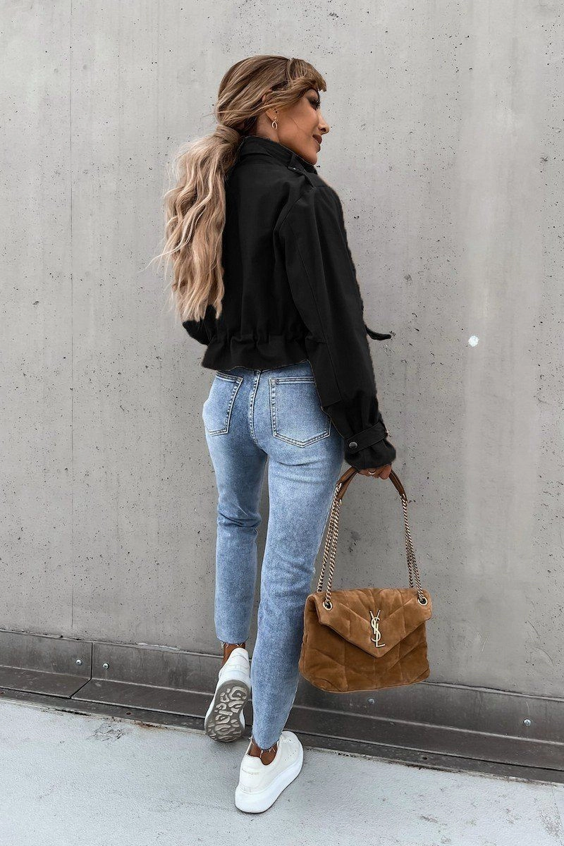 Ventilated Side Panels Tension Balanced Design WOMEN OVERSIZED POCKET MOTORCYCLE JACKET SHORT TOP100% POLYESTERSIZE S(2)-M(2)-L(2)-XL(2)MADE IN CHINA