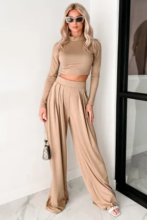 MultiPurposeUtility Faded Dreams Long Sleeve Crop Top & Pant Set (Khaki Dark)