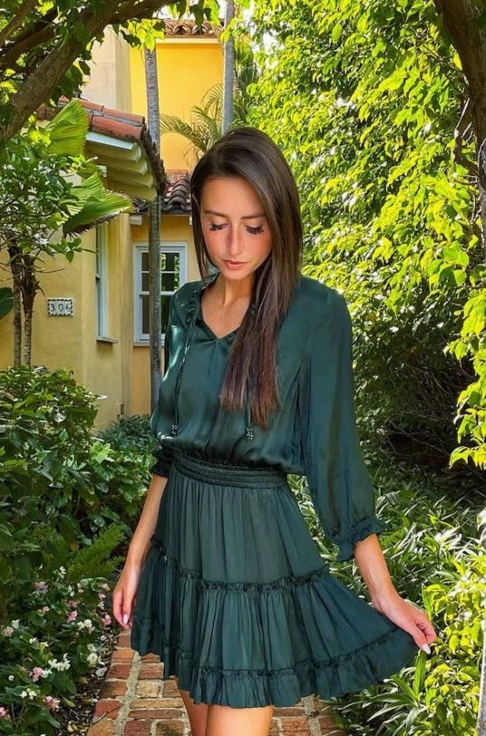 Chain-Detail Perfect Fit Ibiza Dress / Emerald Silk