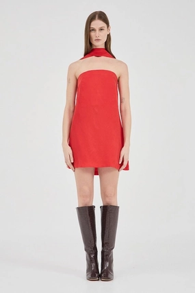 Smart Fit effortless grace Cupro Mini Dress Crimson