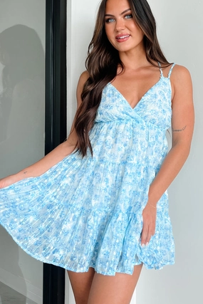 Edgy vibes Undoubtedly Sweet Floral Mini Dress (White Blue Floral)
