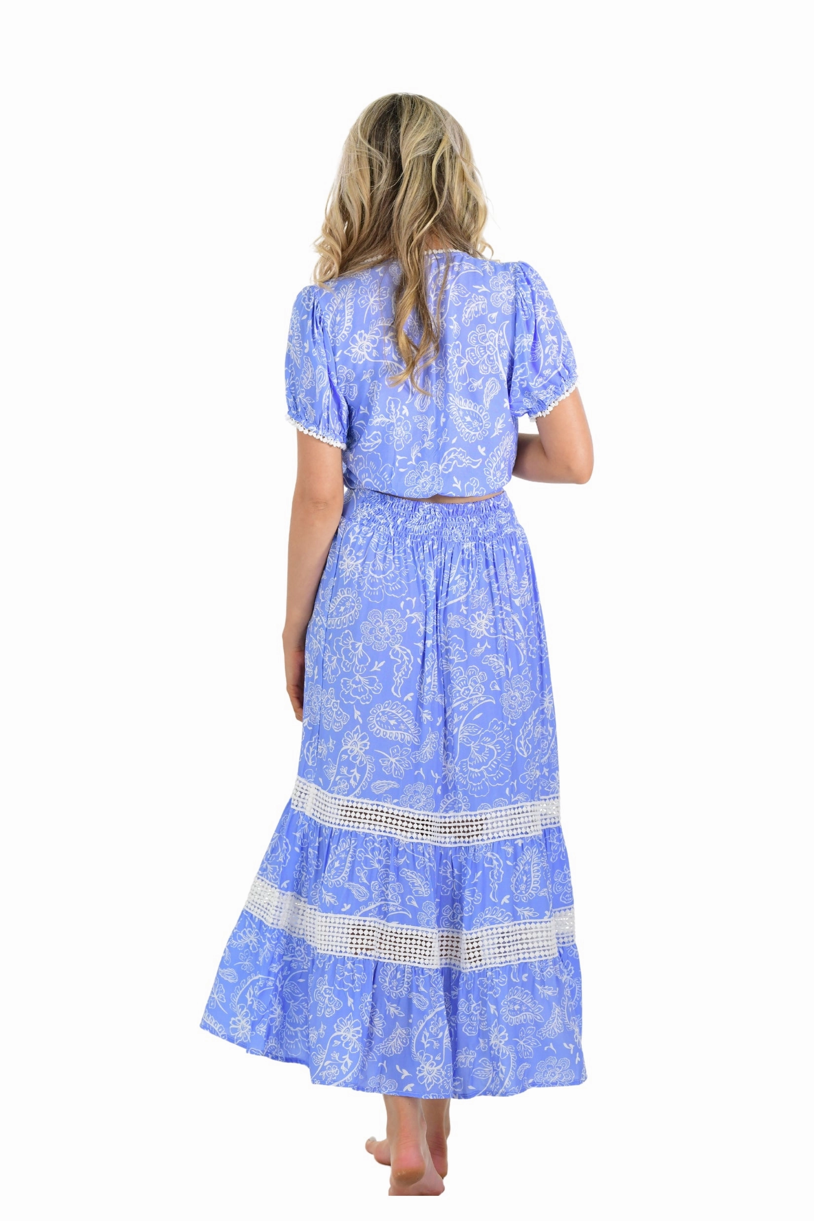Minimalist Style Phoebe Set (Skirt) / Periwinkle Paisley