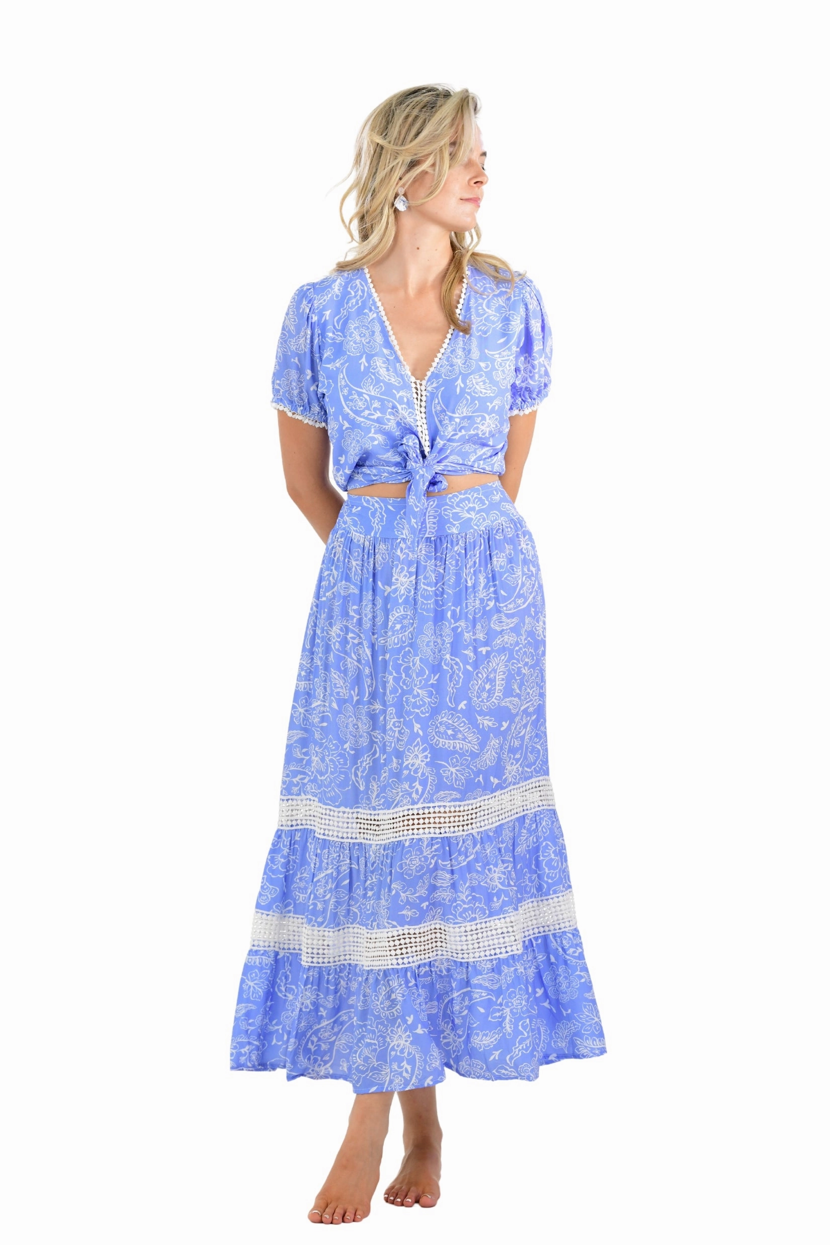 Phoebe Set (Skirt) / Periwinkle Paisley Wrinkle Resistant