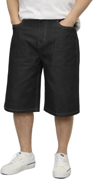 URBANJ Men's Baggy Jean Shorts Casual Loose Fit Carpenter Denim Shorts