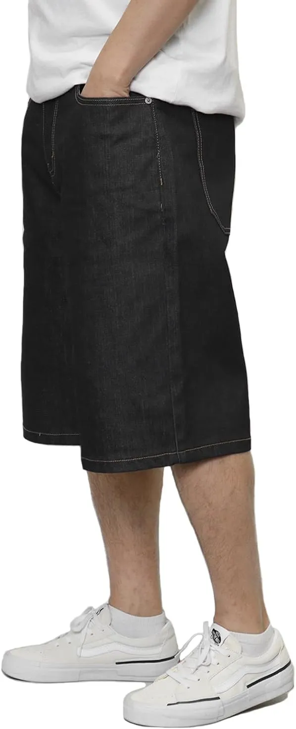 URBANJ Men's Baggy Jean Shorts Casual Loose Fit Carpenter Denim Shorts