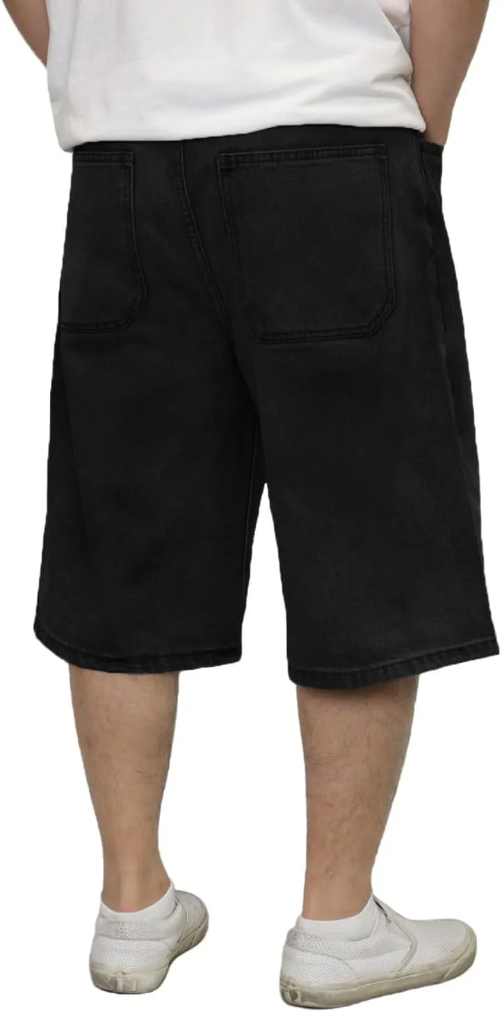 URBANJ Men's Baggy Jean Shorts Casual Loose Fit Carpenter Denim Shorts