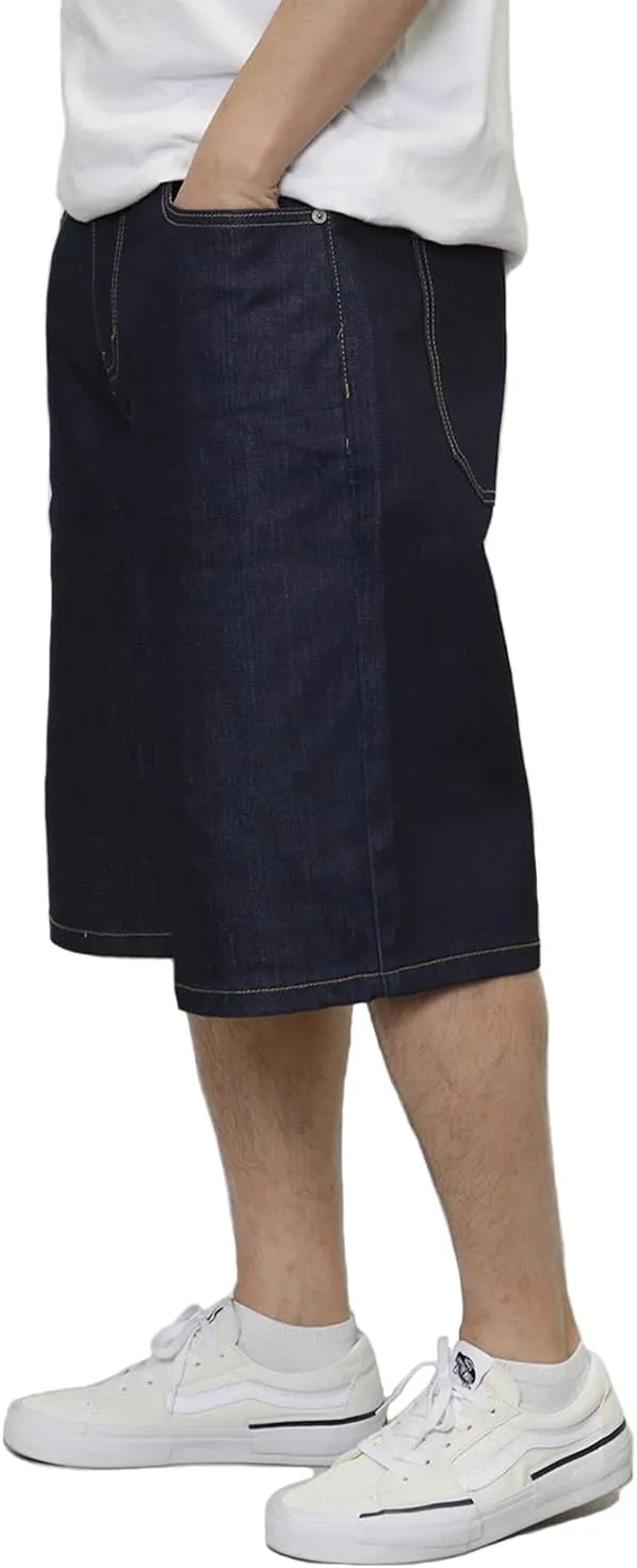 URBANJ Men's Baggy Jean Shorts Casual Loose Fit Carpenter Denim Shorts