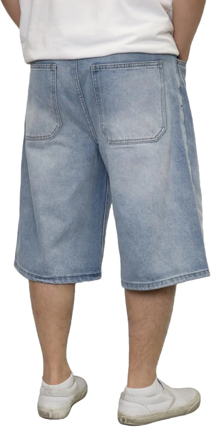 URBANJ Men's Baggy Jean Shorts Casual Loose Fit Carpenter Denim Shorts