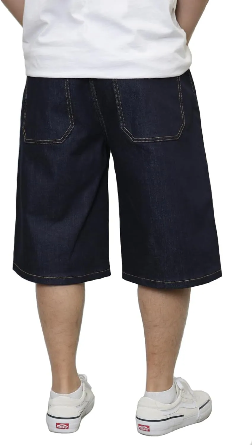 URBANJ Men's Baggy Jean Shorts Casual Loose Fit Carpenter Denim Shorts