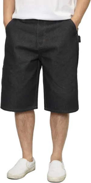 URBANJ Men's Baggy Jean Shorts Casual Loose Fit Carpenter Denim Shorts