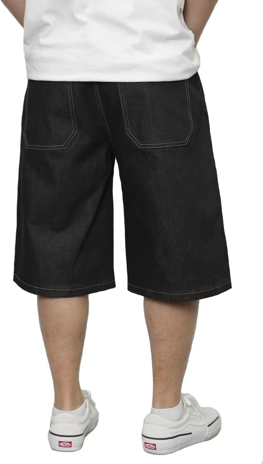 URBANJ Men's Baggy Jean Shorts Casual Loose Fit Carpenter Denim Shorts