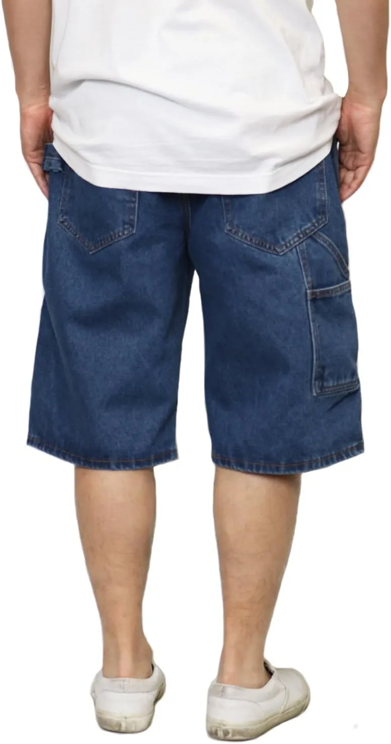 URBANJ Men's Baggy Jean Shorts Casual Loose Fit Carpenter Denim Shorts
