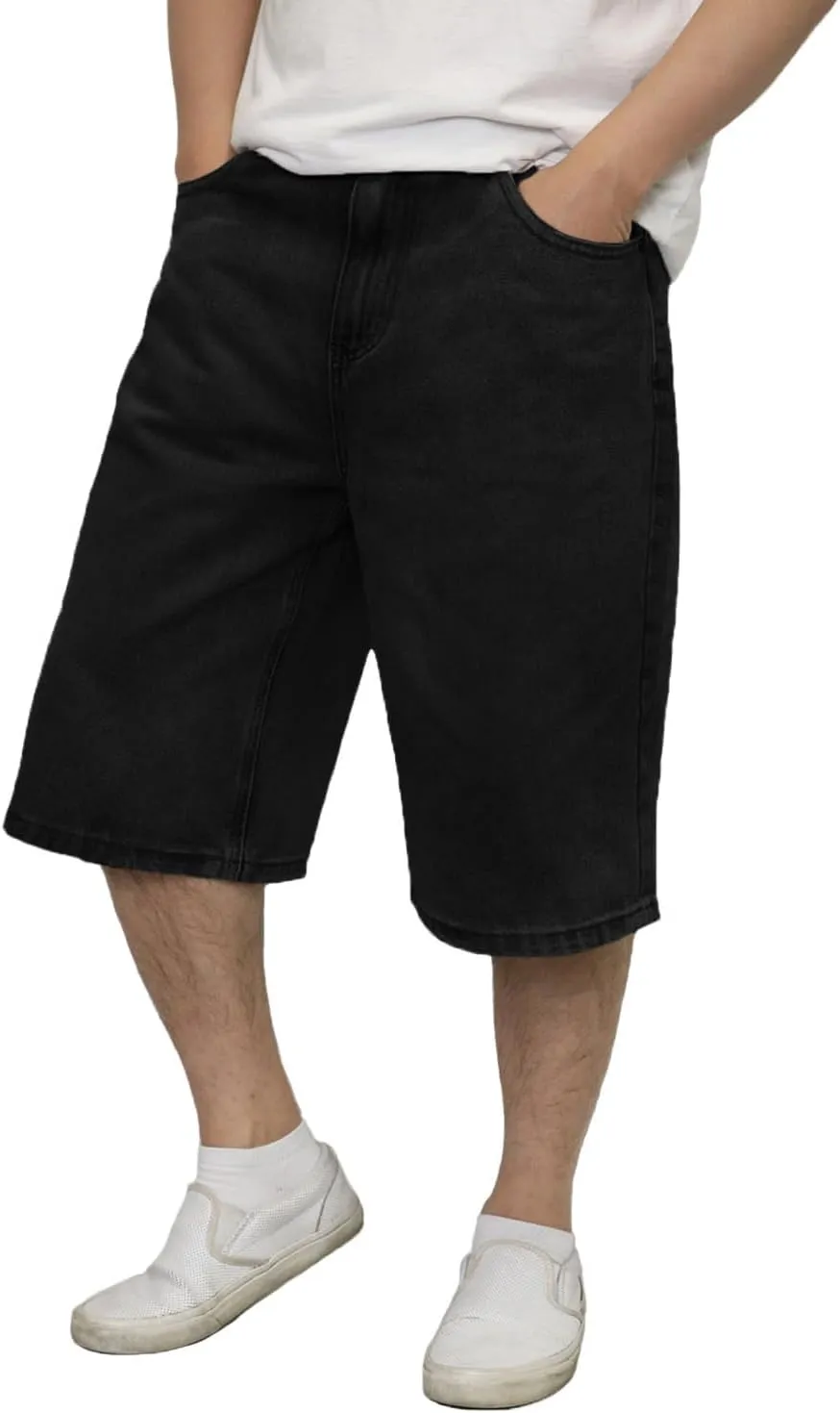 URBANJ Men's Baggy Jean Shorts Casual Loose Fit Carpenter Denim Shorts