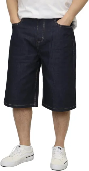 URBANJ Men's Baggy Jean Shorts Casual Loose Fit Carpenter Denim Shorts