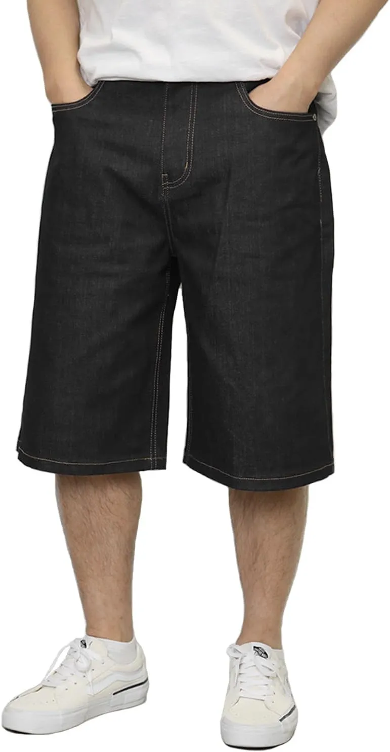URBANJ Men's Baggy Jean Shorts Casual Loose Fit Carpenter Denim Shorts